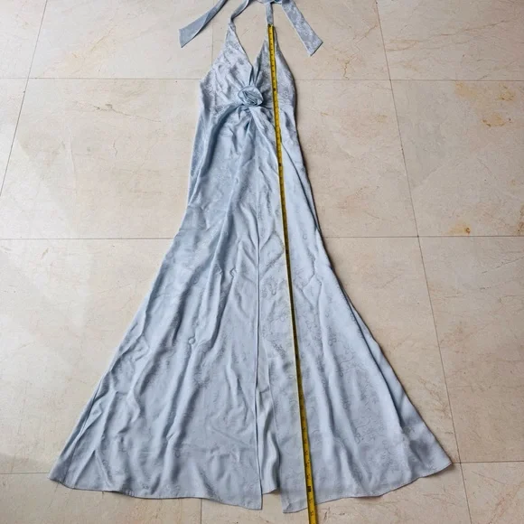 LoveShackFancy Lowry Silk Blend Light Blue Halter Maxi Dress size 0 - Picture 12 of 16